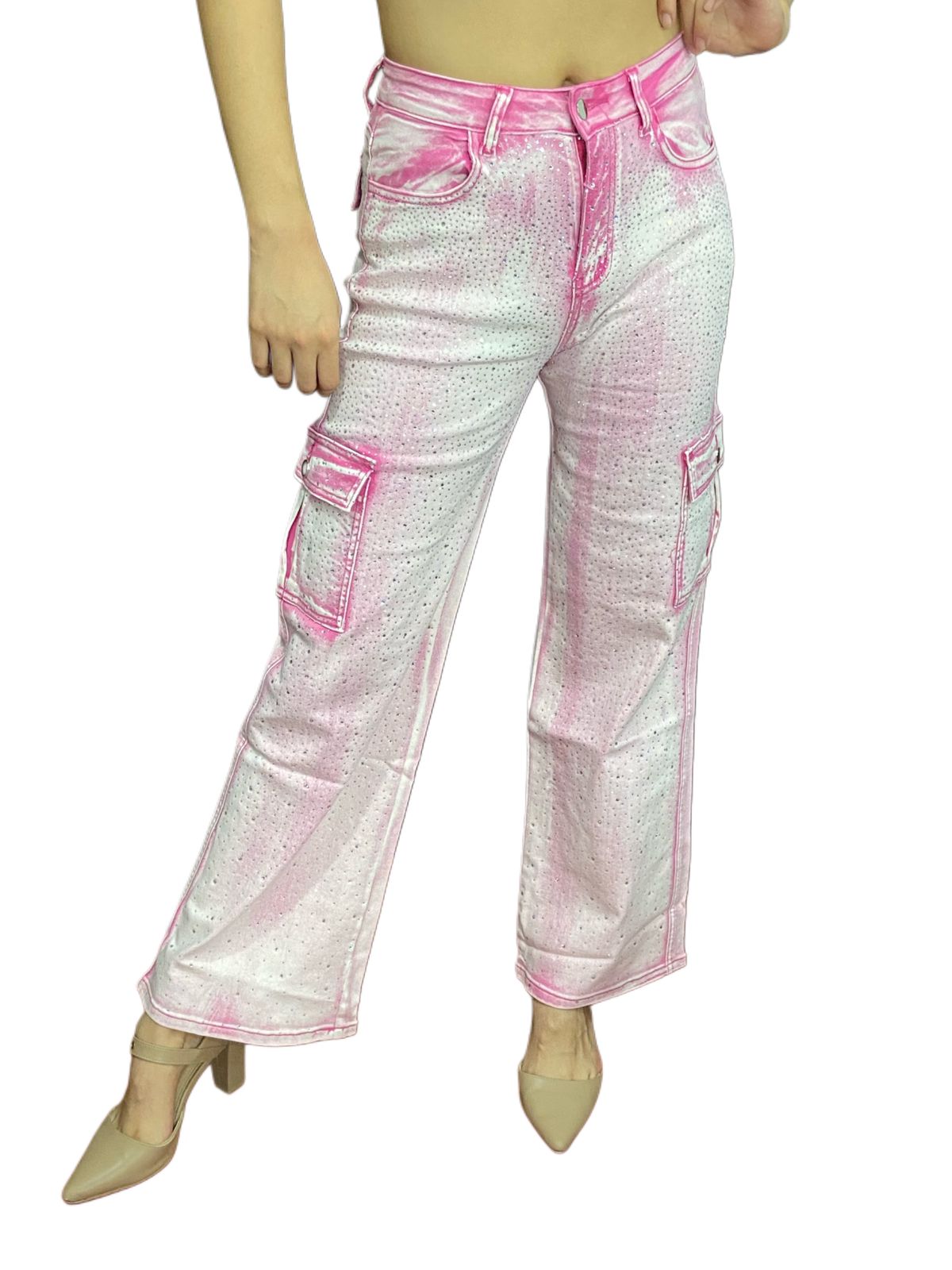 Pantalon Cargo Shiny - Rosa